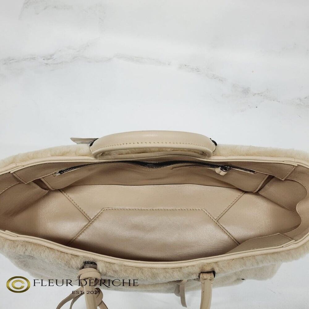 Balenciaga Papier Merino Lamb Wool Tapioca Beige Satchel Bag 410238 - Picture 6 of 7